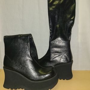 Women's Gothic Platform Boots with Design. LAST PAIR Size 7